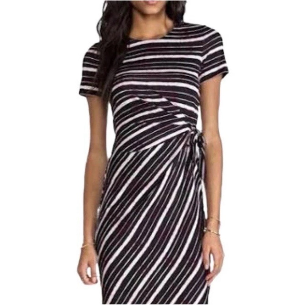 NWOT Diane Von Furstenberg Brie Dress Multicolor Striped Silk Tie Waist Sz 4